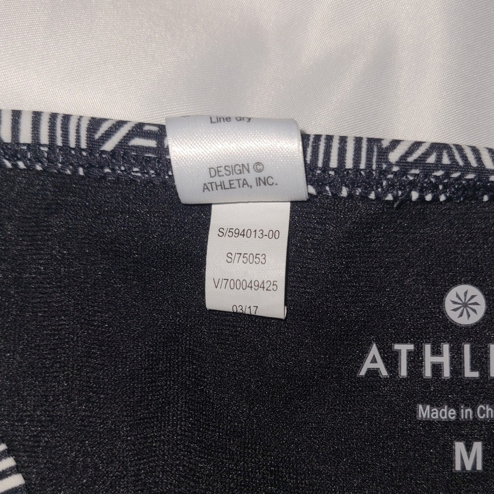 Athleta Black White Geometric Print Swimsuit Bikini Bottoms Size M - Picture 6 of 16